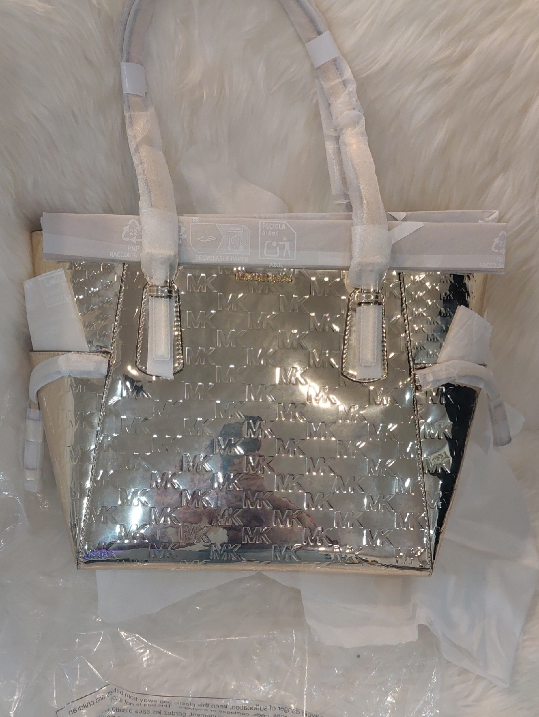 Michael Kors Gold Logo Embossed Tote Bag